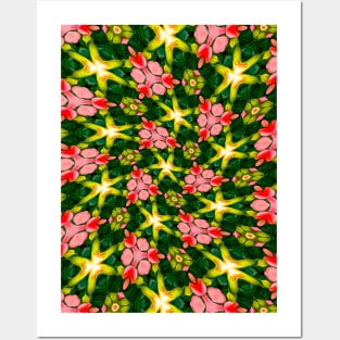 Cute Tropical Flower Pattern Posters and Art